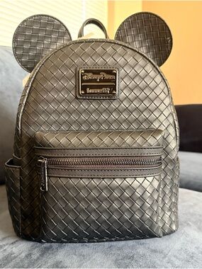 Loungefly Black Woven Mickey Ear Backpack